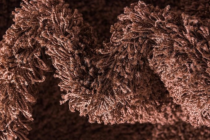 Unique Loom Solid Shag Collection Area Rug (2' 7" x 10' Runner, Chocolate Brown)