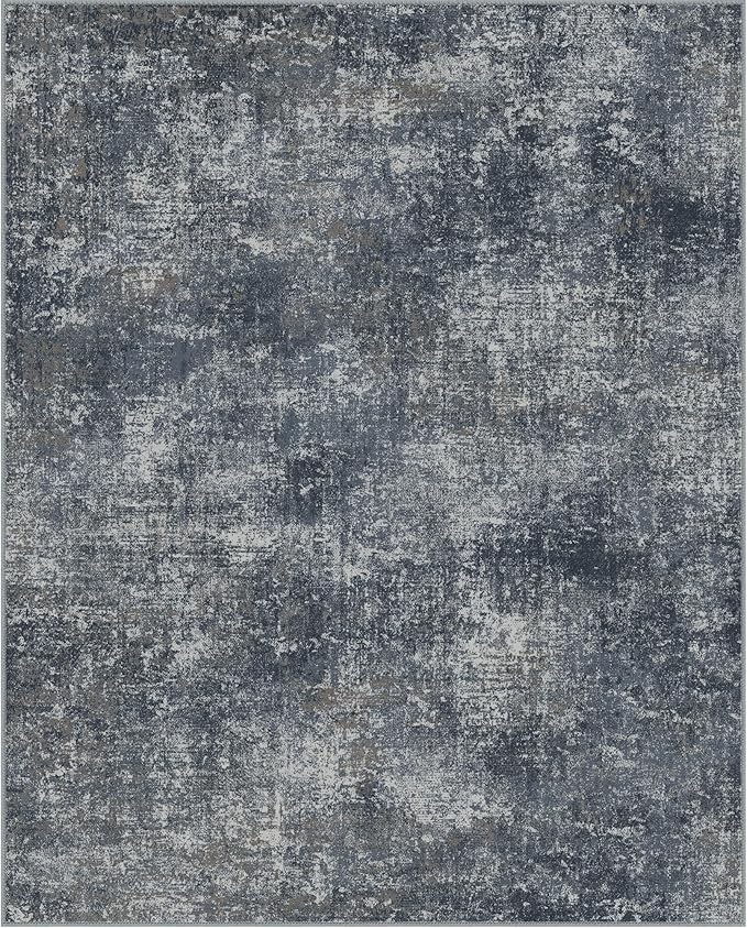 Bavni 6x9 Area Rugs Machine Washable Rug for Living Room, Modern Printed Rug Indoor Soft Area Rug for Bedroom Dining Room, Ultra-Thin Low Pile Carpet with Non Slip Rubber Backing, Dark Gray