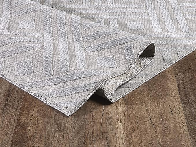 Abani Modern Grey Geometric Striped Chevron 7'9" X 10'2" Area Rug Rugs Nova Collection - Eclectic Pattern Accent Rug