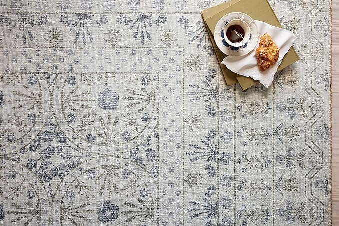 Loloi Rifle Paper Co. Maison Collection MAO-03 Rosette Ivory 8'-4" x 11'-6", .19" Pile Height, Area Rug