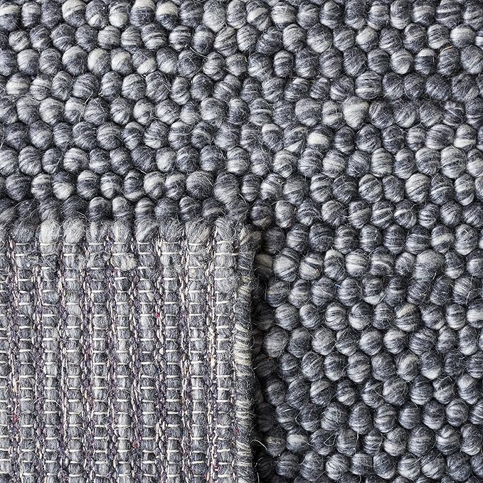 SAFAVIEH Area Rug 9x12 - Natura Collection - Large - Dark Grey, Handmade Wool Blend, Textured Design, Ideal for Living Room, Bedroom, Dining Space (NAT620H)