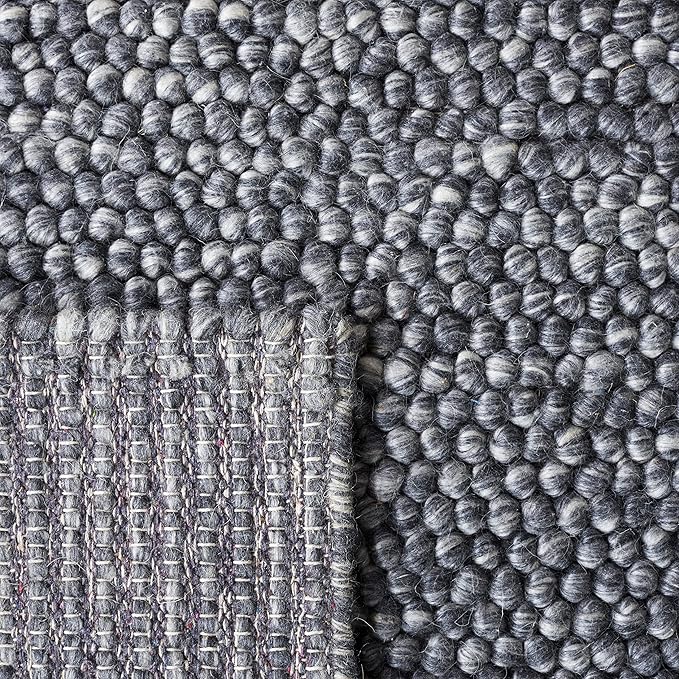 SAFAVIEH Natura Collection Runner Rug - 2'3" x 12', Dark Grey, Handmade Wool Blend, Textured Design, Ideal for Hallway, Bedroom, Foyer (NAT620H)