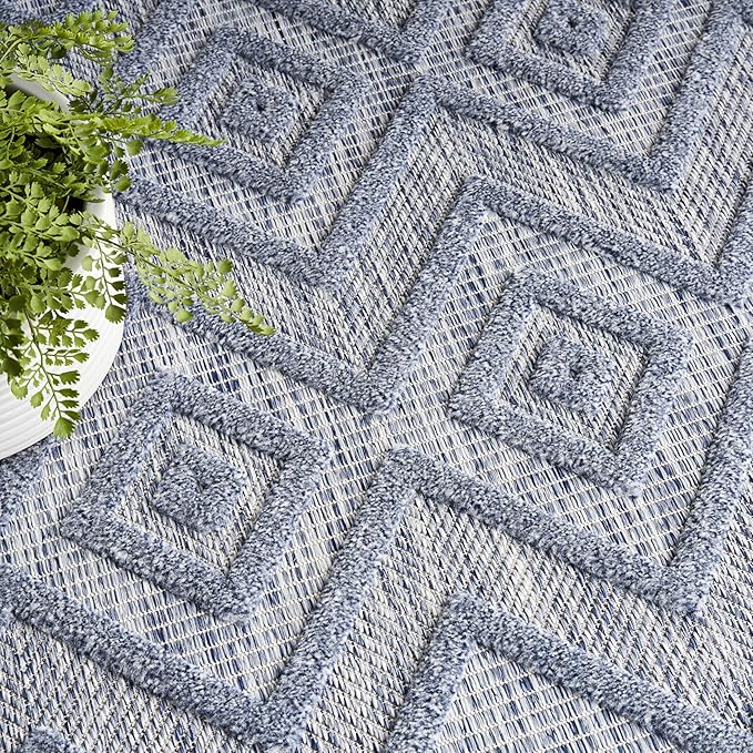 Nourison Home Versatile Denim Blue 9' x 12' Area Rug - Easy Clean, Non Shedding, Bed Room, Living Room, Dining Room, Kitchen (9' x 12')