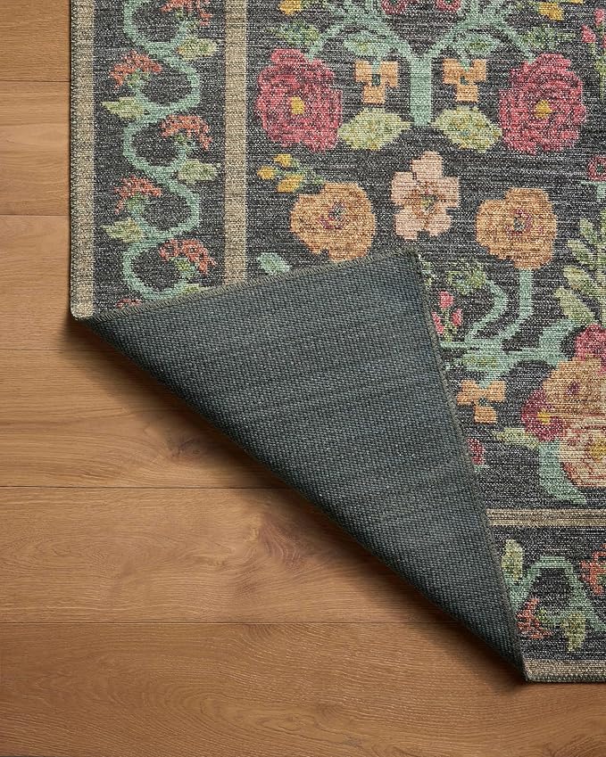 Loloi Rifle Paper Co. Rosa Collection RSA-01 Black 2'-6" x 12'-0" Runner Rug