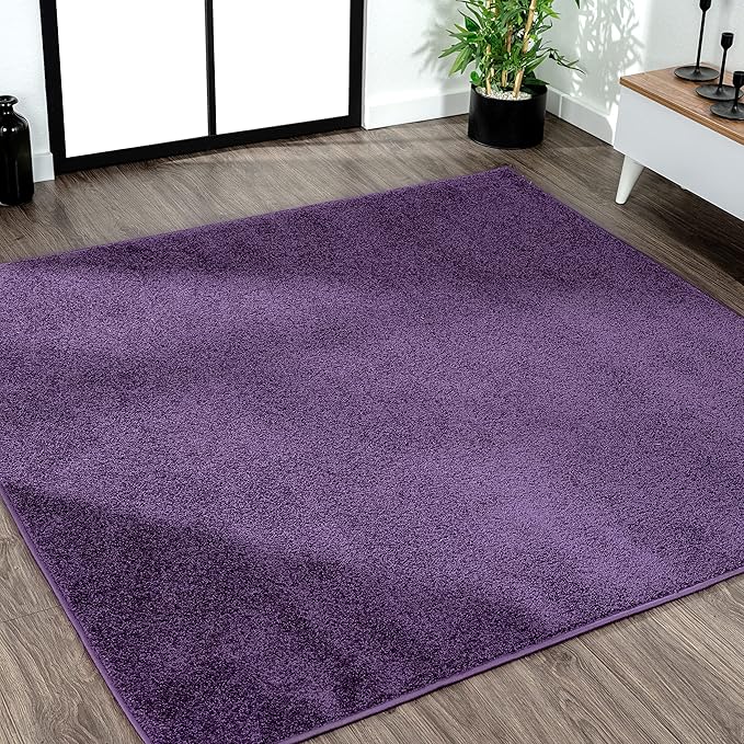 JONATHAN Y Haze Solid Low-Pile Purple 9x9 Square Indoor Area Rug, Coastal,Bohemian,Minimalist,Classic, Easy-Cleaning for Living Room,Bedroom,Kitchen,Pet Friendly,Non-Shedding (SEU100N-9SQ)