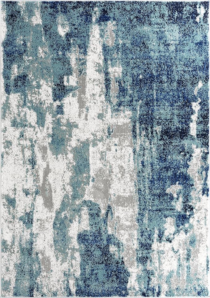 LUXE WEAVERS Modern Abstract Art Light Blue 2x7 Area Rug