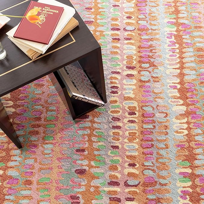 Dash and Albert Paint Chip Wool Area Rug - 2.5' x 8' Runner Clay Graphic Hand Micro Hooked Accent Rug - Durable, High Traffic Areas Hallway, Living Room, Stairs