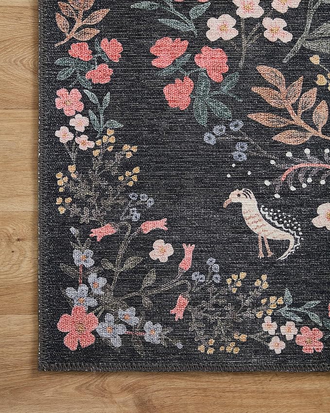 Loloi Rifle Paper Co. Maison Collection MAO-04 Tuileries Black 2'-6" x 9'-6", .19" Pile Height, Runner Rug
