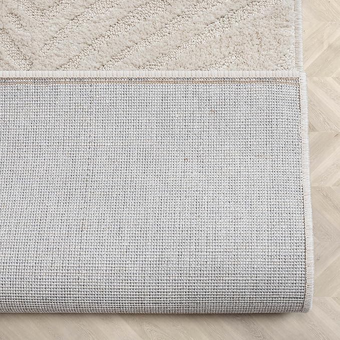 Well Woven Custom Size Hallway Stair Runner - Choose Your Length - 27 Inches Wide x 13 Feet Long Runner (27" x 13' Runner) Rug - Ivory Relajo Soft Touch, Modern Geometric - Hi-Lo Pile