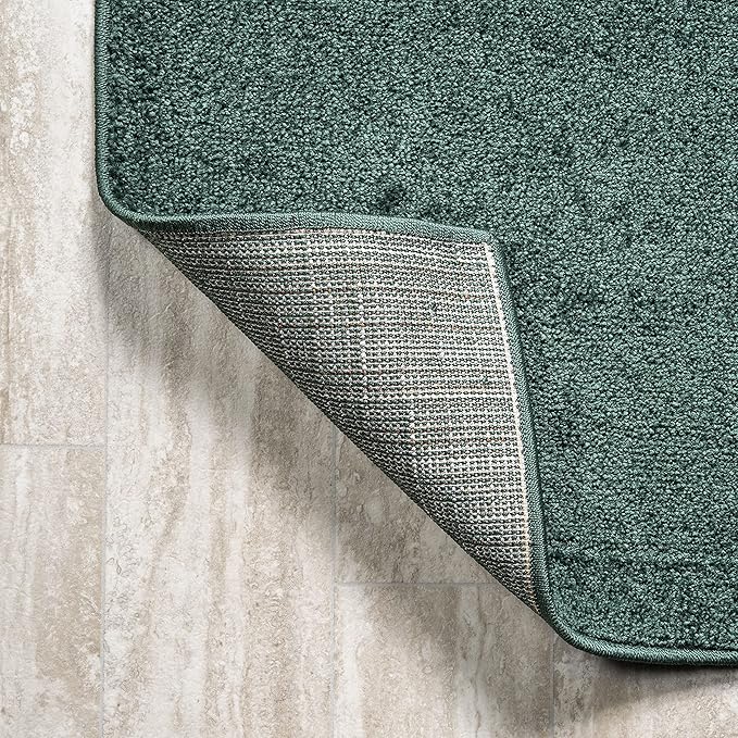 Eyely UES100L-216 Supersoft Haze Solid Low-Pile Indoor Runner Rug, Coastal, Bohemian, Minimalist, Classic, Casual for Bedroom,Kitchen,Living Room,Non Shedding,Easy-Washing, Green, 2 X 16