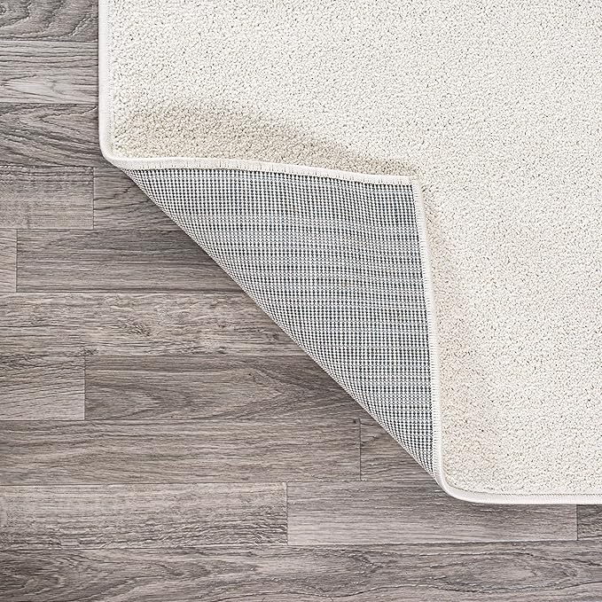 JONATHAN Y Haze Solid Low-Pile Cream Runner Rug 2x12, Coastal,Bohemian,Minimalist,Classic, Easy-Cleaning for Living Room,Bedroom,Kitchen,Pet Friendly,Non-Shedding (SEU100T-212)