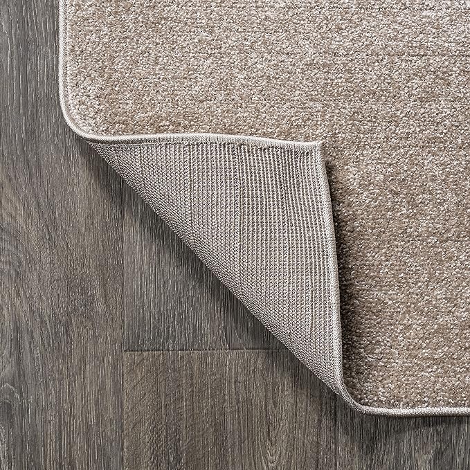 Eyely UES100G-212 Supersoft Haze Solid Low-Pile Indoor Runner Rug, Coastal, Bohemian, Minimalist, Classic, Casual for Bedroom,Kitchen,Living Room,Non Shedding,Easy-Washing, Beige, 2 X 12