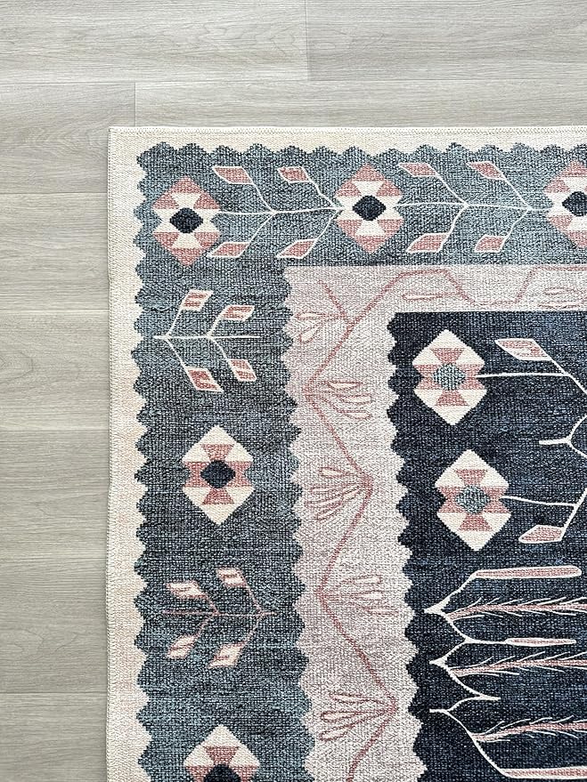 Fame Living Faded Oushak Rug, Turkish Vintage Floral Pastel Large Oversized Area Rugs for Living Room Dining Bedroom Kitchen Bathroom Nursery (862CN, 2'5 x 9'8)