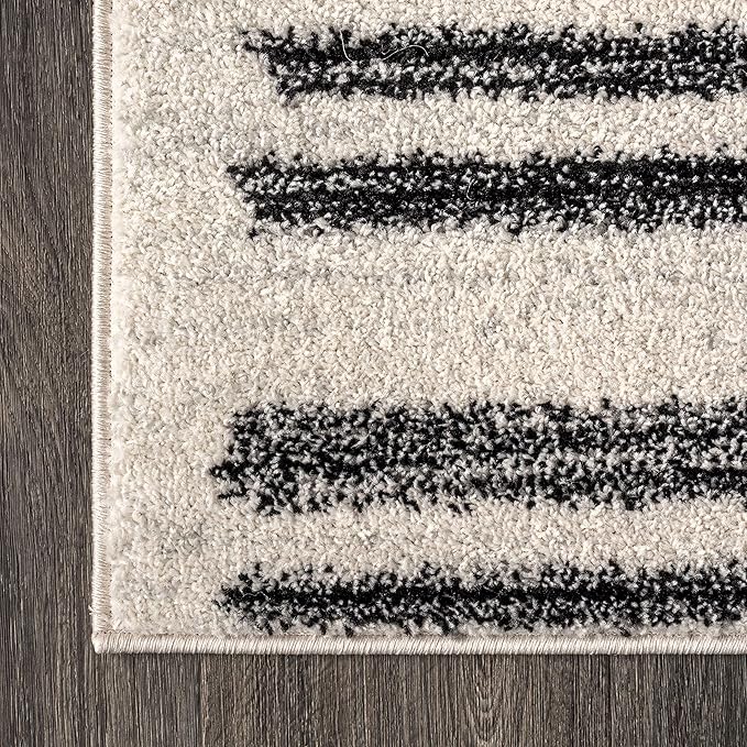JONATHAN Y Khalil Modern Berber Stripe Cream/Black Indoor Area Rug, 3x5, Contemporary, Bohemian, Easy-Cleaning for Living Room, Bedroom, Kitchen, Pet Friendly, Non-Shedding (MOH207A-3)