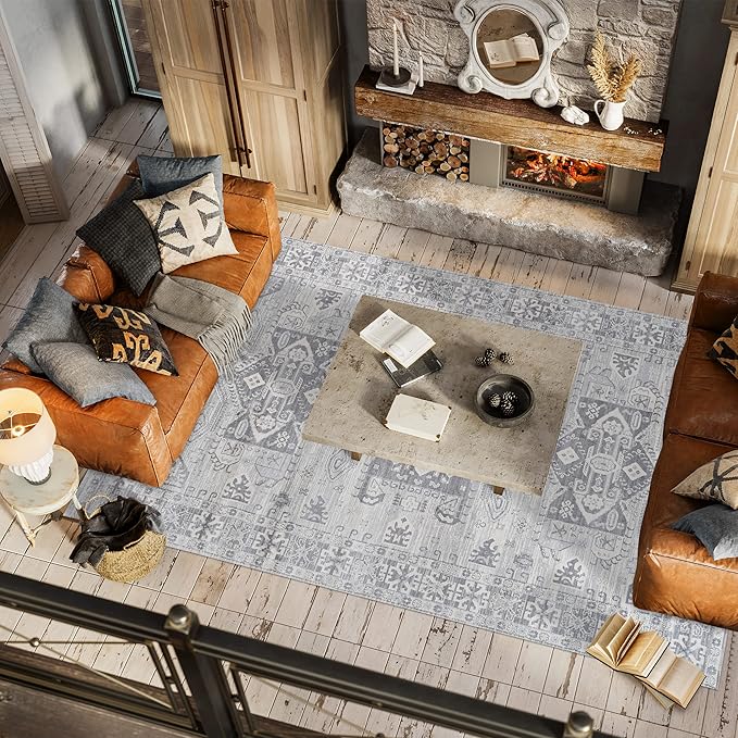 JONATHAN Y Modern Vintage Medallion Light Grey Indoor Area Rug, 3x5, Country, Floral, Easy-Cleaning for Living Room, Bedroom, Kitchen, Pet Friendly, Non-Shedding (MDP108B-3)