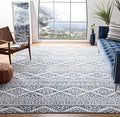 SAFAVIEH Area Rug 8x10 - Tulum Collection - Large - Ivory & Navy, Moroccan Boho Tribal Design, Non-Shedding & Easy to Clean, Ideal for Living Room, Bedroom, Dining Space (TUL272D)