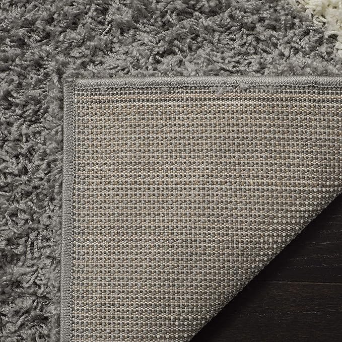 SAFAVIEH Dallas Shag Collection Area Rug - 4' Square, Grey & Ivory, Trellis Design, Non-Shedding & Easy Care, 1.5-inch Thick Ideal for High Traffic Areas in Living Room, Bedroom (SGD257G)
