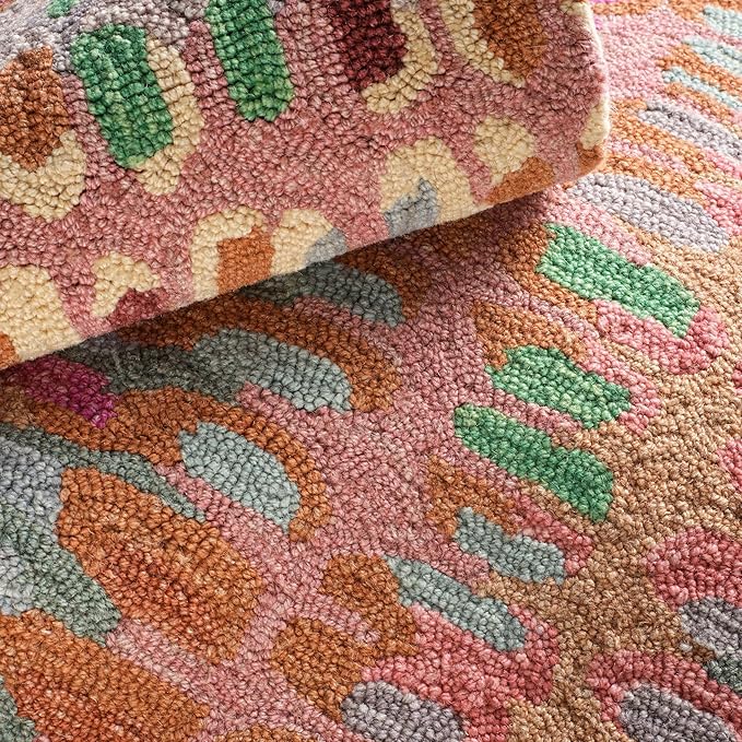 Dash and Albert Paint Chip Wool Area Rug - 2' x 3' Clay Graphic Hand Micro Hooked Accent Rug - Durable, High Traffic Areas Hallway, Living Room, Stairs