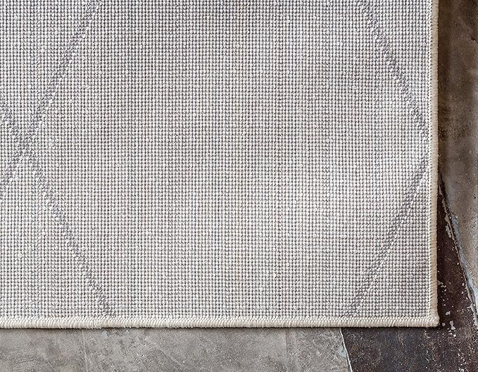 Unique Loom Trellis Frieze Collection Area Rug - Geometric (4' 1" x 6' 1", Ivory/ Gray)