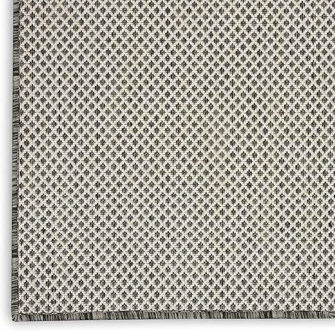 Nourison Home Courtyard Ivory Charcoal 9' x 12' Area Rug - Easy Clean, Non Shedding, Bed Room, Living Room, Dining Room, Kitchen (9' x 12')