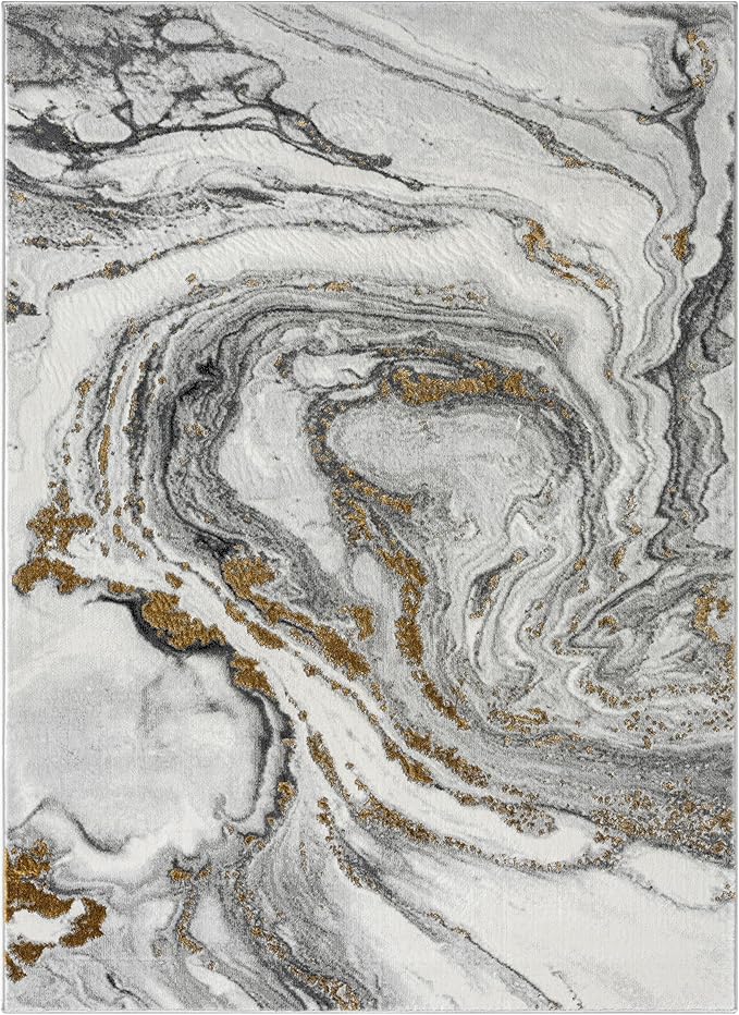 LUXE WEAVERS Marble Effect Abstract Gray 6x9 Area Rug