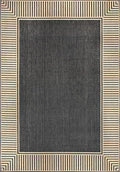 Nuloom Asha Dark Grey/Ivory, 10' x 13', Casual, Striped Border, Soft and Cozy, High Traffic, Stain Resistant, Easy Clean, Durable Area Rug for Indoor/Outdoor Patio, Deck, Porch, Garden, Courtyard