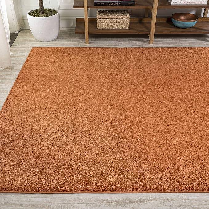 Eyely UES100M-3 Supersoft Haze Solid Low-Pile Indoor Area Rug Casual;Contemporary;Solid;Traditional, Bedroom, Kitchen, Living Room, Easy-Cleaning, Non-Shedding, 3 X 5, Orange