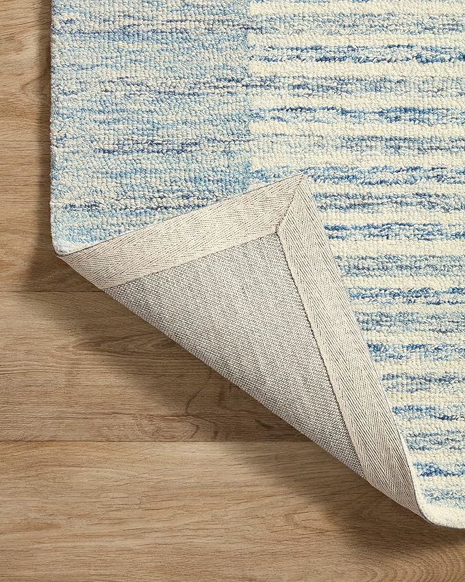 Loloi Chris Loves Julia Chris Collection CHR-01 Ivory/Denim 2'-6'' x 11'-6'', .50" Pile Height, Runner Rug