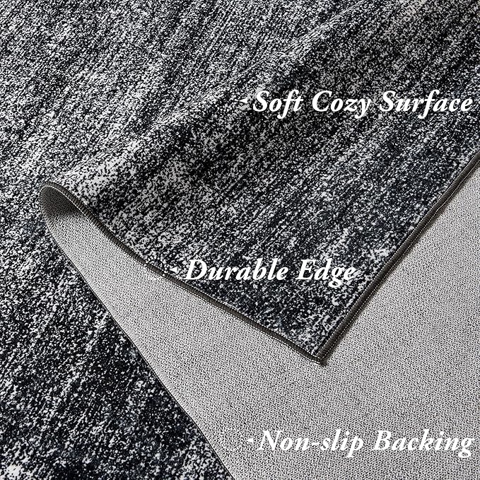 Black Rugs for Kitchen Bathroom,Boho Abstract Small Area Rugs for Bedroom,Black and White,3x5