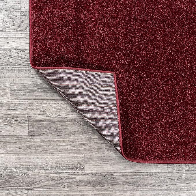 Eyely UES100Q-6OV Supersoft Haze Solid Low-Pile Indoor Area Rug, Coastal, Bohemian, Minimalist, Classic, Casual for Bedroom,Kitchen,Living Room,Non Shedding,Easy-Washing, Red, 6 X 9 Oval