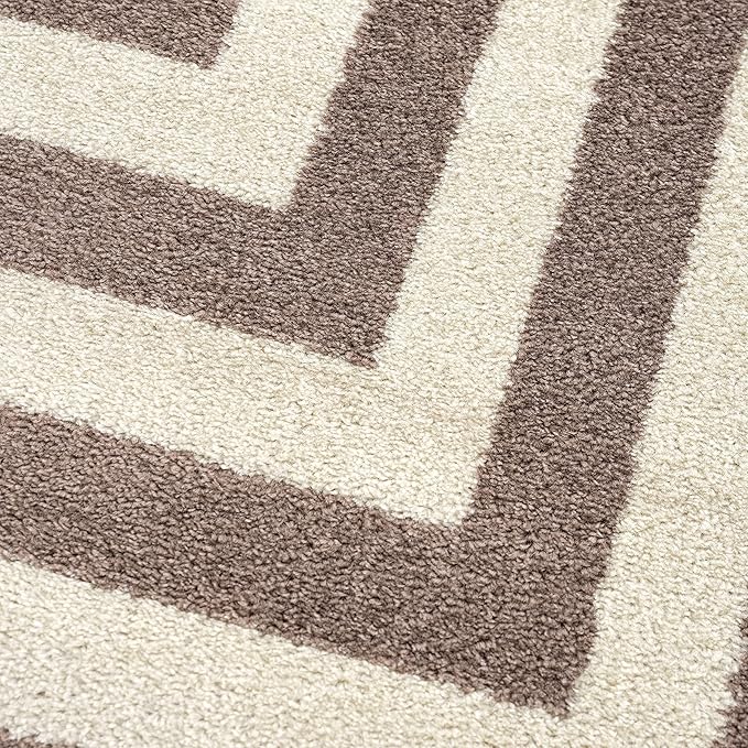 Abani Contemporary Beige & Ivory 4' x 6' Area Rug, Contrasting Geometric Modern Stripe Symmetrical Living Room Carpet Rugs