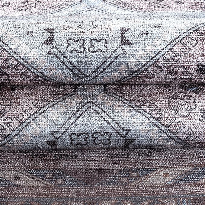 Washable Area Rug. Modern Farmhouse. Vintage. Turkish. Bohemian. Distressed. Oriental. Traditional. Rugs for Living Room. Dining. Bedroom. Office. Entryway. Foyer. (863BM, 5'9 x 8'9)