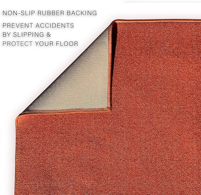 Custom Made Runner Rug Low Pile with Rubber Backing for Kitchen Foyer Hallway Entry Choose Your Length Size 26 Inch Wide Solid and Plain Orange Color (3 feet x 26 inch)
