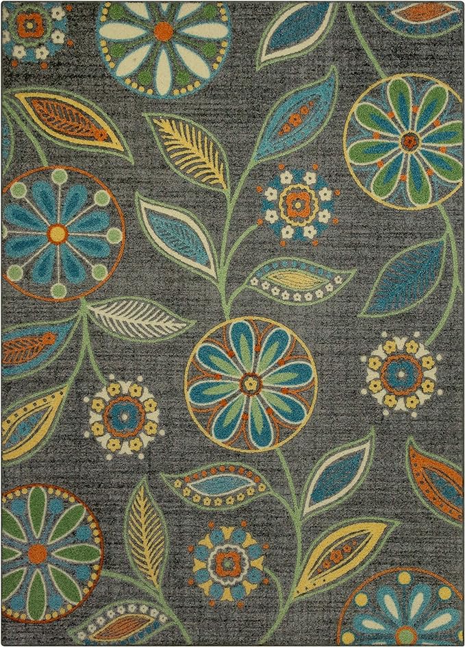 Maples Rugs Reggie Floral Area Rugs for Living Room & Bedroom [Made in USA], Multi, 5 x 7