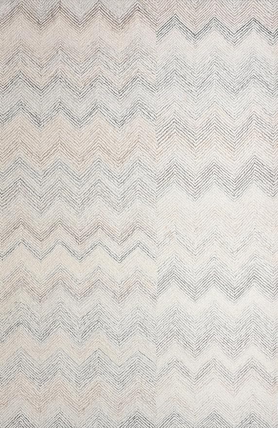 Modern Herringbone Chevron Collection Handcrafted Wool Area Rug - Durable, Zigzag Pattern, for High Traffic, Contemporary Design for Living Room, Bedroom, Dining Room Decor (Ivory-Multi, 2.6' x 12')