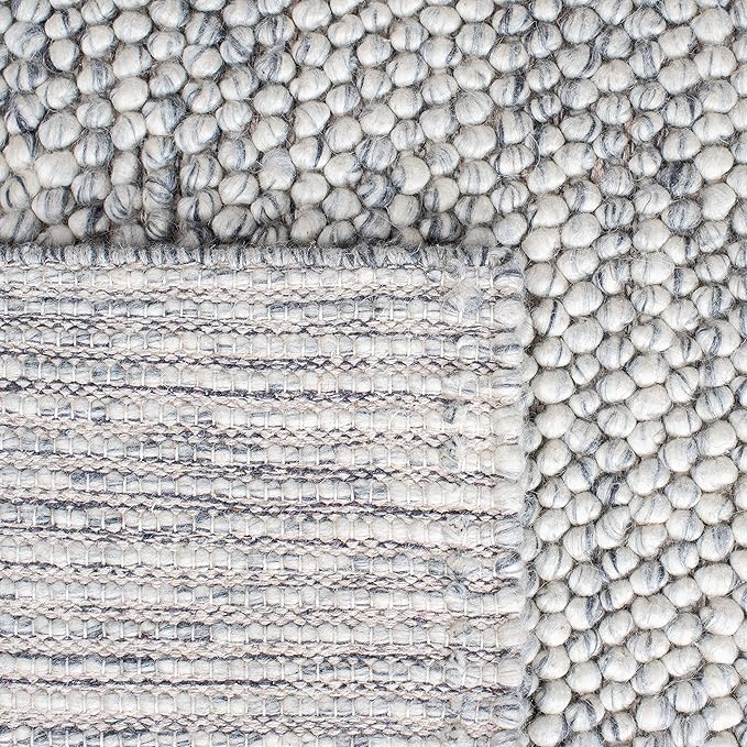 SAFAVIEH Natura Collection Runner Rug - 2'3" x 10', Light Grey & Ivory, Handmade Wool Blend, Textured Design, Ideal for Hallway, Bedroom, Foyer (NAT620G)