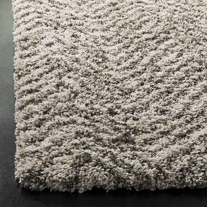 SAFAVIEH Hudson Shag Collection Runner Rug - 2'3" x 12', Ivory & Grey, Chevron Design, Non-Shedding & Easy Care, 2-inch Thick Ideal for High Traffic Areas in Living Room, Bedroom (SGH375A)