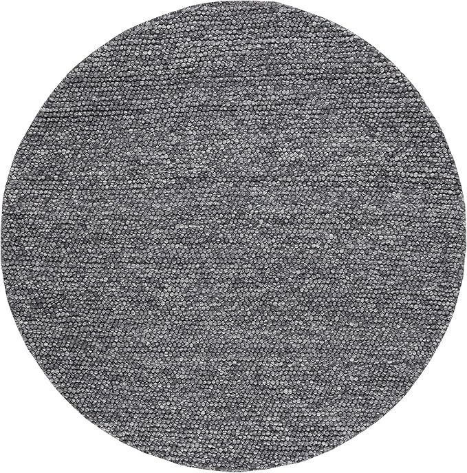 SAFAVIEH Natura Collection Area Rug - 8' Round, Dark Grey, Handmade Wool Blend, Textured Design, Ideal for Living Room, Bedroom, Dining Space (NAT620H)