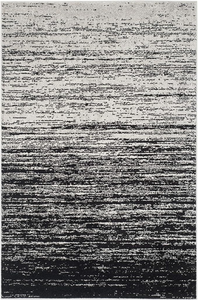 SAFAVIEH Area Rug 6x9 - Adirondack Collection - Silver & Black, Modern Ombre Design, Non Shedding & Easy to Clean, Ideal for Living Room, Bedroom, Office, Dining Space (ADR113A)