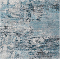 Rugs.com Leipzig Collection Rug – 8 Ft Square Blue Low-Pile Rug Perfect for Living Rooms, Kitchens, Entryways