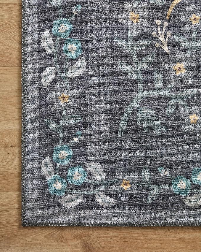 Loloi Rifle Paper Co. Maison Collection MAO-01 Nightingale Black 2'-6" x 9'-6", .19" Pile Height, Runner Rug
