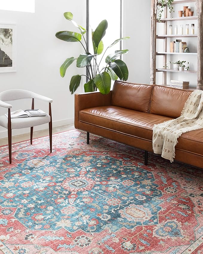 Loloi Skye Collection SKY-05 Brick/Ocean 7' x 9' Oval Area Rug