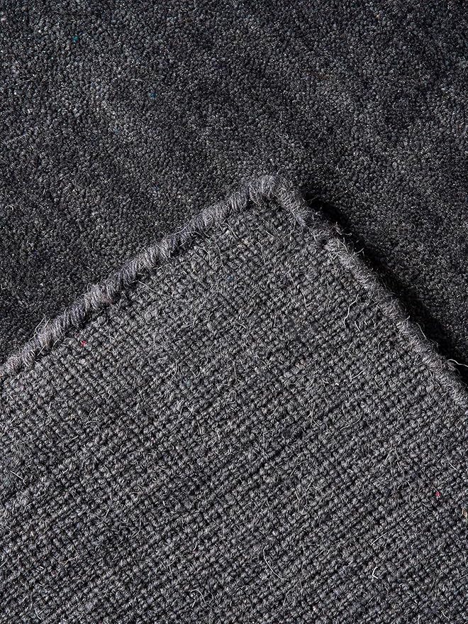 Hand Knotted Loom Wool ECO-Friendly Area Rugs - 8'x8', Square, Charcoal Color, Solid Plain Design, High Pile Handmade Anti Skid Area Rugs for Living Room, Bed Room (L00111)