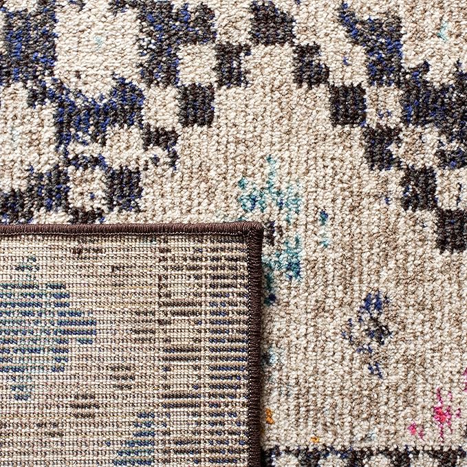 SAFAVIEH Madison Collection Area Rug - 10' x 14', Black & Yellow, Boho Diamond Distressed Design, Non-Shedding & Easy Care, Ideal for High Traffic Areas in Living Room, Bedroom (MAD418Z)