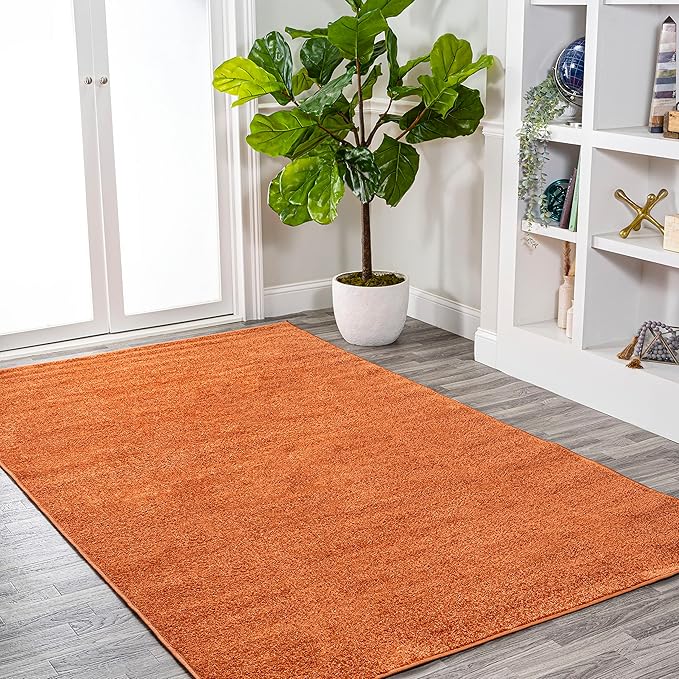 JONATHAN Y Haze Solid Low-Pile Orange Indoor Area Rug 9x12, Coastal,Bohemian,Minimalist,Classic, Easy-Cleaning for Living Room,Bedroom,Kitchen,Pet Friendly,Non-Shedding (SEU100M-9)