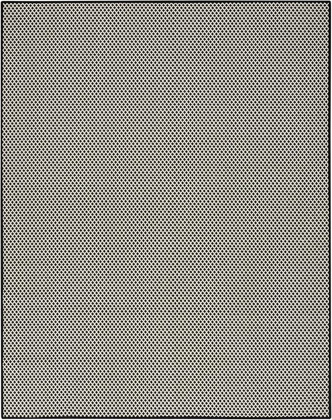 Nourison Home Courtyard Black White 8' x 10' Area Rug - Easy Clean, Non Shedding, Bed Room, Living Room, Dining Room, Kitchen (8' x 10')