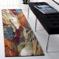 SAFAVIEH Glacier Collection Runner Rug - 2'3" x 18', Red & Green, Modern Abstract Design, Non-Shedding & Easy Care, Ideal for High Traffic Areas in Living Room, Bedroom (GLA126Q)