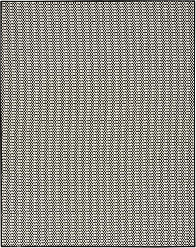 Nourison Home Courtyard Black White 9' x 12' Area Rug - Easy Clean, Non Shedding, Bed Room, Living Room, Dining Room, Kitchen (9' x 12')