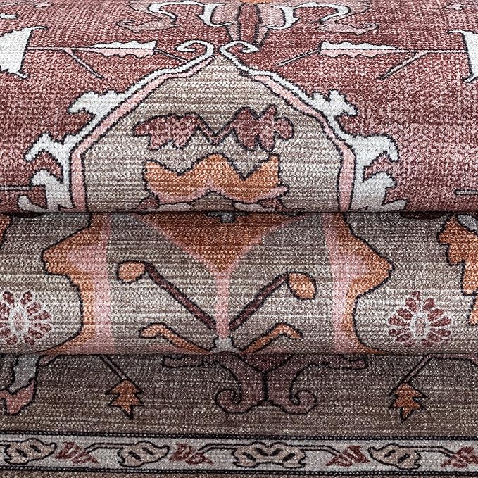 Washable Area Rug. Modern Farmhouse. Vintage. Turkish. Bohemian. Distressed. Oriental. Traditional. Rugs for Living Room. Dining. Bedroom. Office. Entryway. Foyer. (857RB, 7'5" x 9'8")