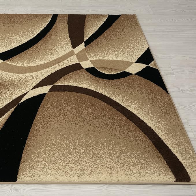 2305 Geometric Abstract Beige 2x7 Area Rugs for Entryway